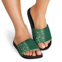 Hawaiian Tribal Elements Hibiscus Slide Sandals Green Pattern - Polynesian Pride