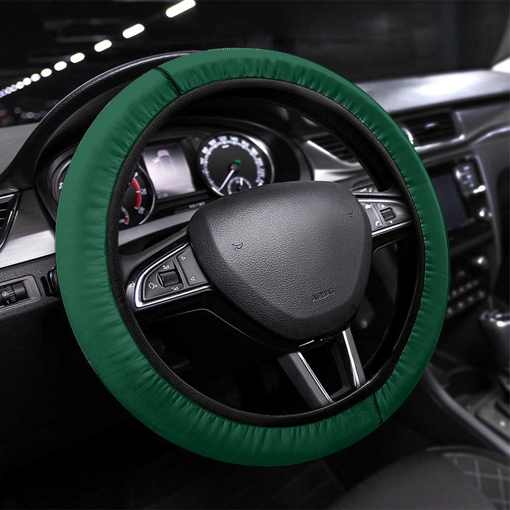Hawaiian Tribal Elements Hibiscus Steering Wheel Cover Green Pattern - Polynesian Pride