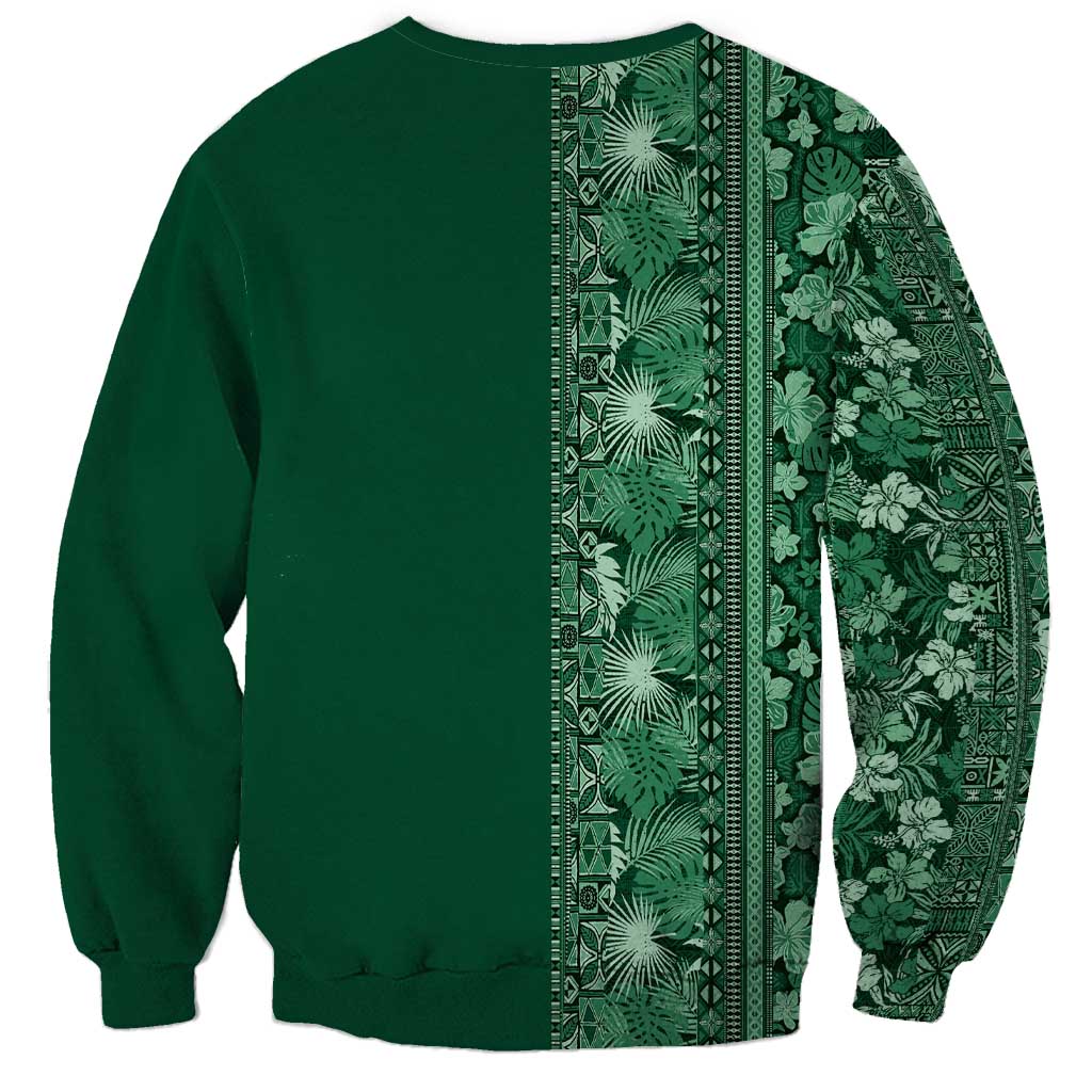 Hawaiian Tribal Elements Hibiscus Sweatshirt Green Pattern - Polynesian Pride