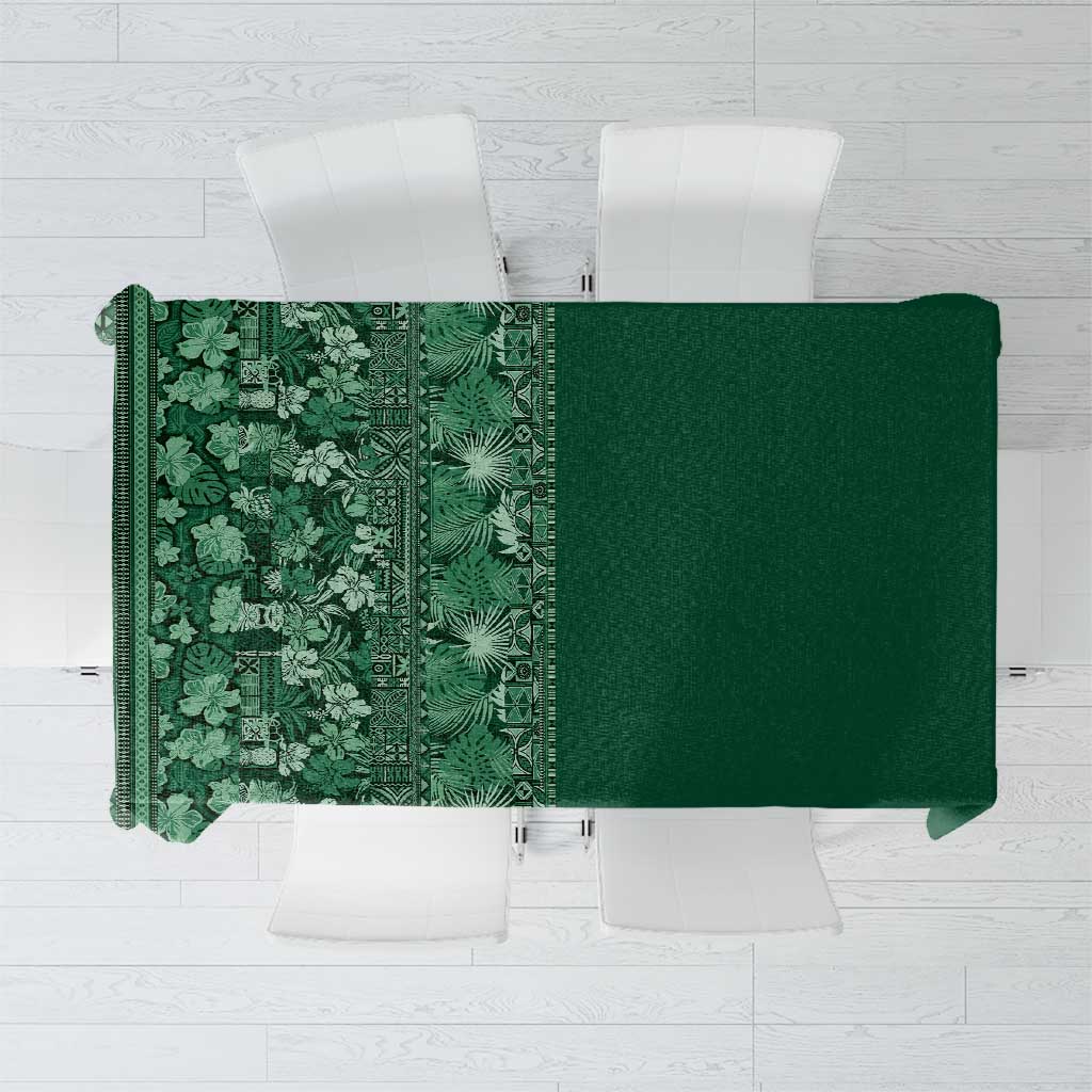 Hawaiian Tribal Elements Hibiscus Tablecloth Green Pattern - Polynesian Pride