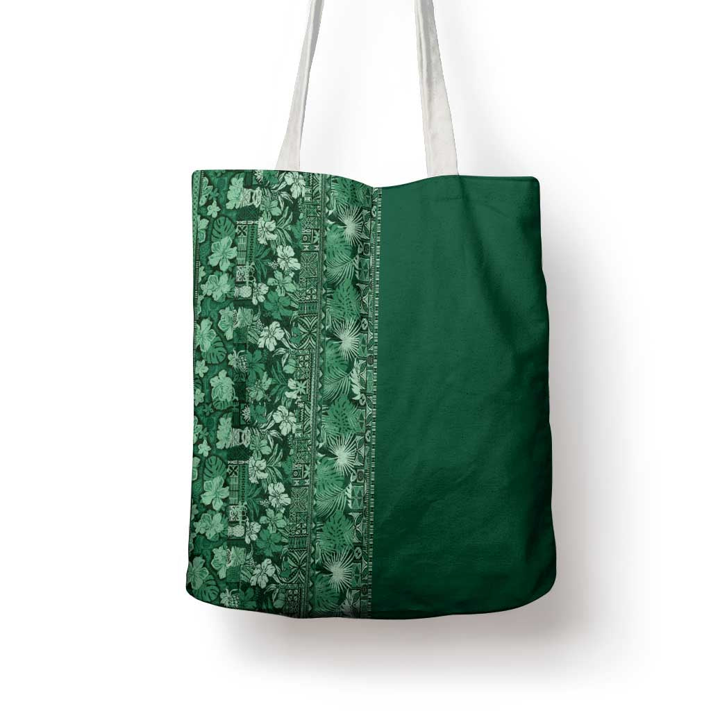 Hawaiian Tribal Elements Hibiscus Tote Bag Green Pattern - Polynesian Pride
