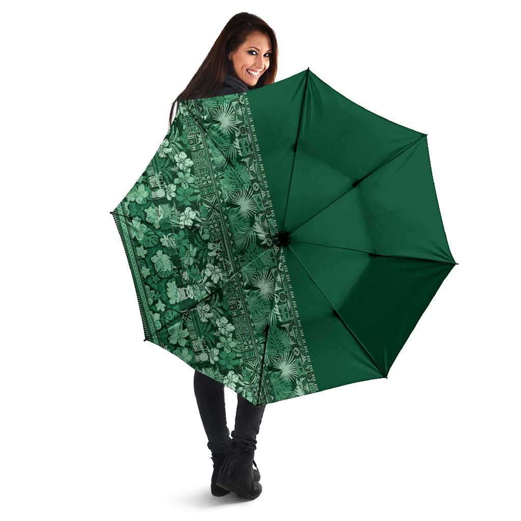 Hawaiian Tribal Elements Hibiscus Umbrella Green Pattern - Polynesian Pride