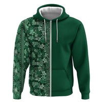 Hawaiian Tribal Elements Hibiscus Zip Hoodie Green Pattern - Polynesian Pride