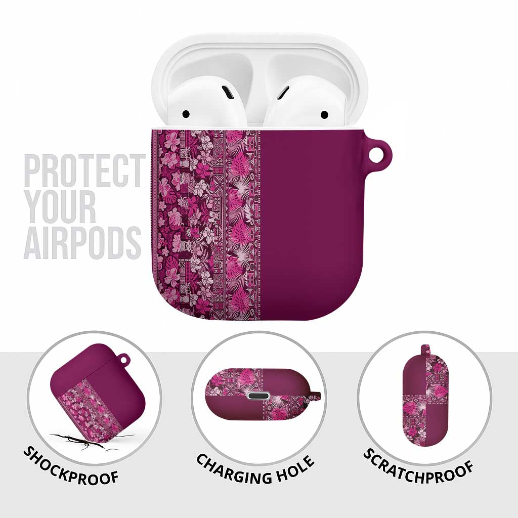 Hawaiian Tribal Elements Hibiscus AirPods Case Pink Pattern - Polynesian Pride