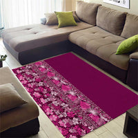 Hawaiian Tribal Elements Hibiscus Area Rug Pink Pattern - Polynesian Pride