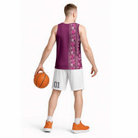 Hawaiian Tribal Elements Hibiscus Basketball Jersey Pink Pattern - Polynesian Pride