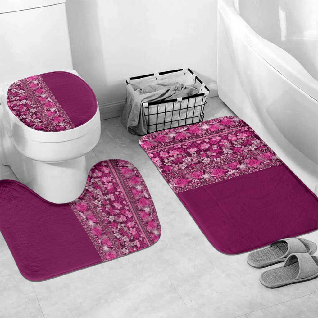 Hawaiian Tribal Elements Hibiscus Bathroom Set Pink Pattern - Polynesian Pride