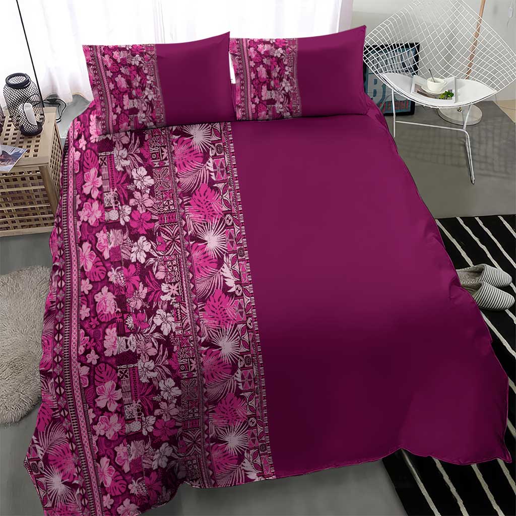Hawaiian Tribal Elements Hibiscus Bedding Set Pink Pattern - Polynesian Pride
