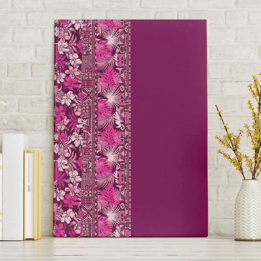 Hawaiian Tribal Elements Hibiscus Canvas Wall Art Pink Pattern - Polynesian Pride