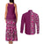 Hawaiian Tribal Elements Hibiscus Couples Matching Tank Maxi Dress and Long Sleeve Button Shirt Pink Pattern - Polynesian Pride