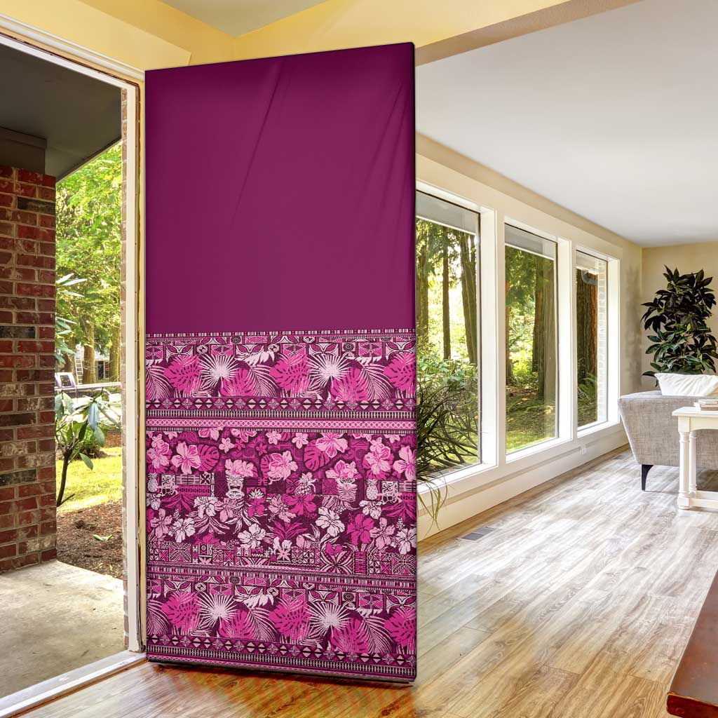 Hawaiian Tribal Elements Hibiscus Door Cover Pink Pattern - Polynesian Pride