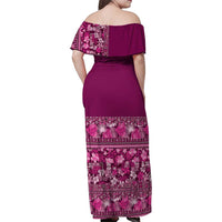 Hawaiian Tribal Elements Hibiscus Family Matching Off Shoulder Maxi Dress and Hawaiian Shirt Pink Pattern - Polynesian Pride