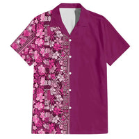 Hawaiian Tribal Elements Hibiscus Family Matching Puletasi and Hawaiian Shirt Pink Pattern - Polynesian Pride
