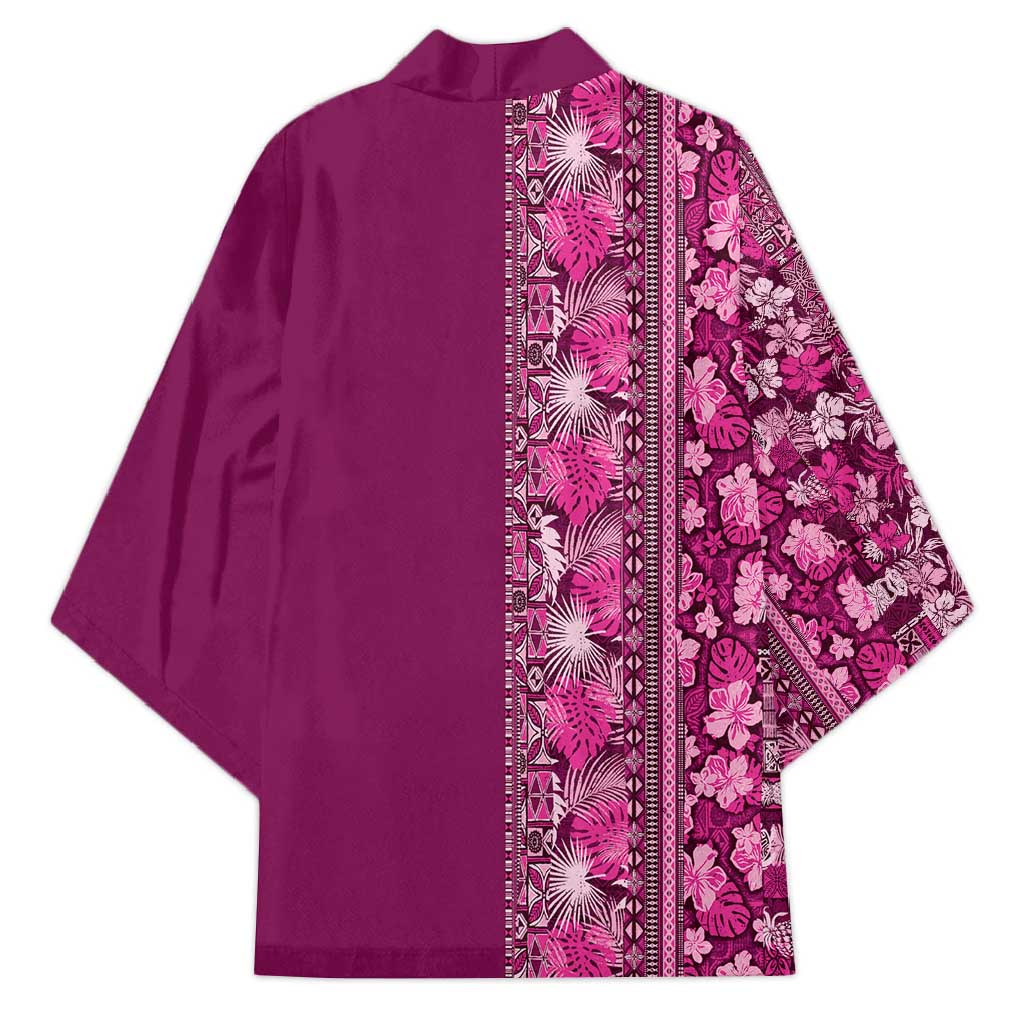 Hawaiian Tribal Elements Hibiscus Kimono Pink Pattern - Polynesian Pride