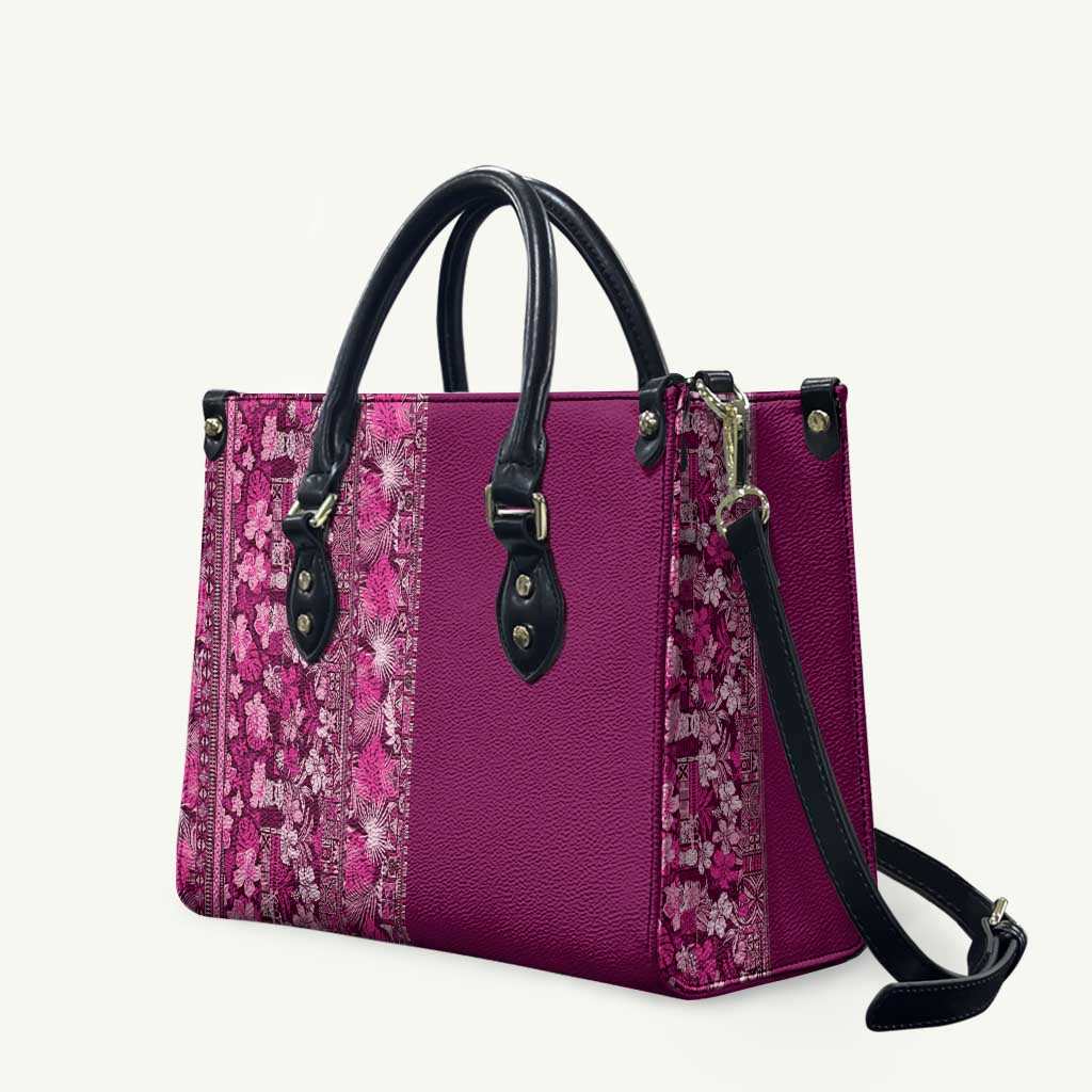 Hawaiian Tribal Elements Hibiscus Leather Bag Pink Pattern - Polynesian Pride