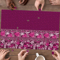 Hawaiian Tribal Elements Hibiscus Puzzle Pink Pattern - Polynesian Pride