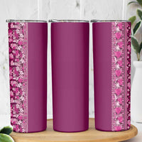 Hawaiian Tribal Elements Hibiscus Skinny Tumbler Pink Pattern - Polynesian Pride