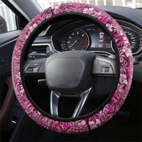 Hawaiian Tribal Elements Hibiscus Steering Wheel Cover Pink Pattern - Polynesian Pride