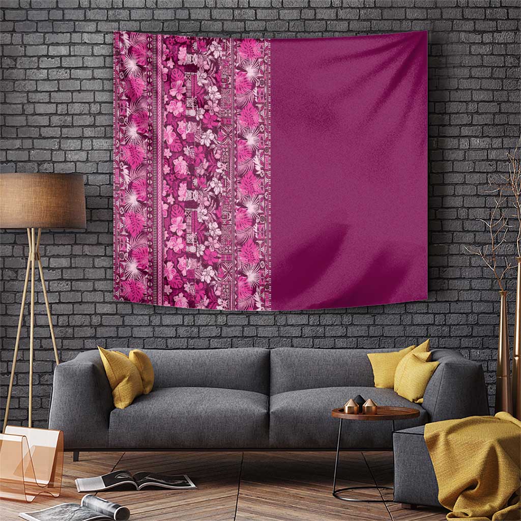 Hawaiian Tribal Elements Hibiscus Tapestry Pink Pattern - Polynesian Pride