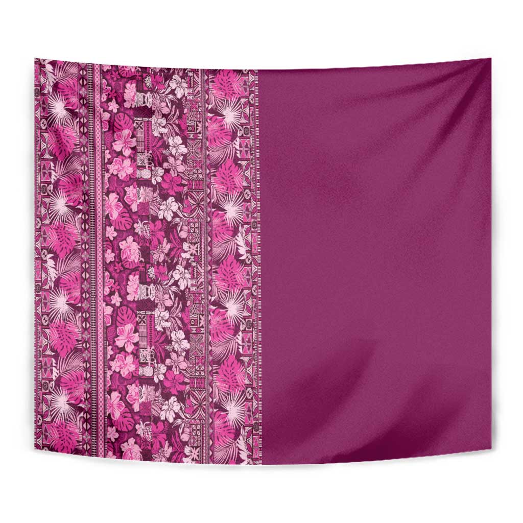 Hawaiian Tribal Elements Hibiscus Tapestry Pink Pattern - Polynesian Pride