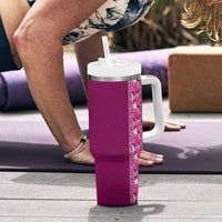 Hawaiian Tribal Elements Hibiscus Tumbler With Handle Pink Pattern - Polynesian Pride