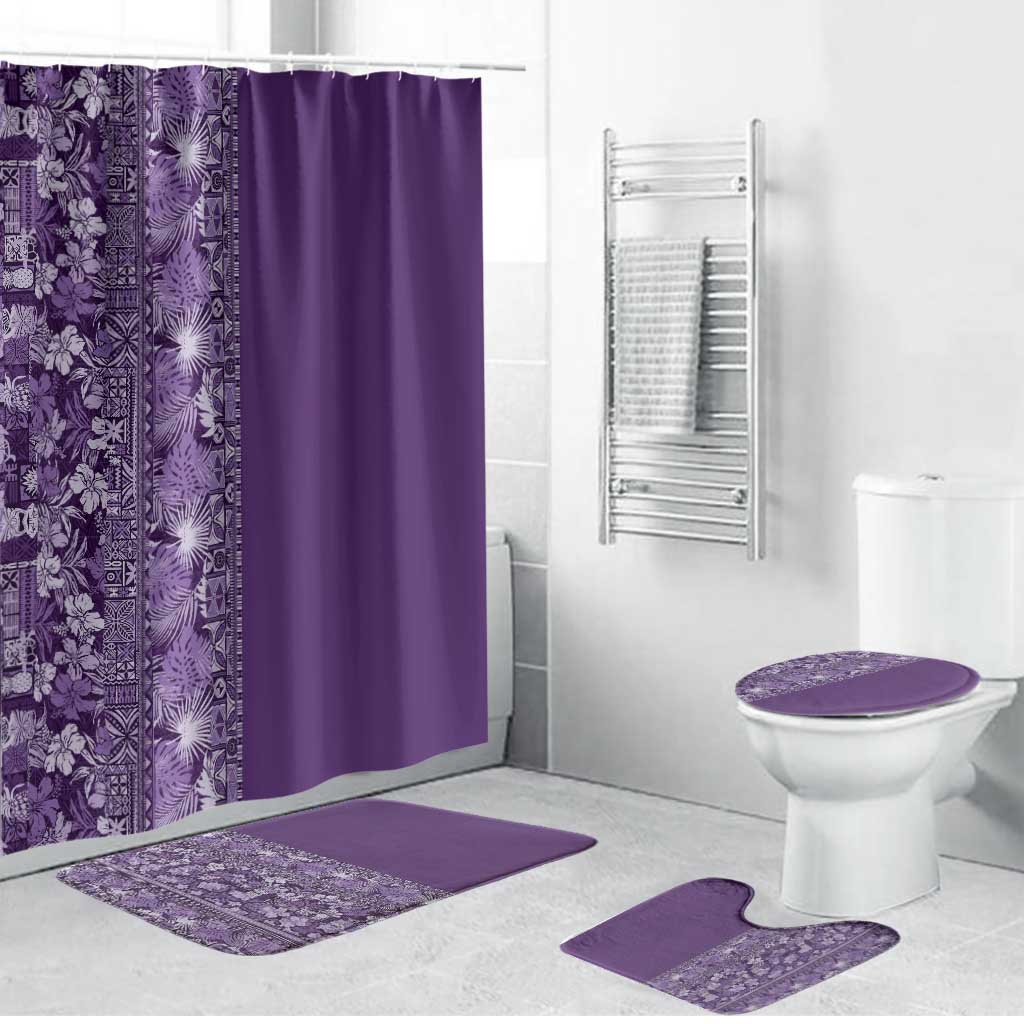 Hawaiian Tribal Elements Hibiscus Bathroom Set Purple Pattern - Polynesian Pride