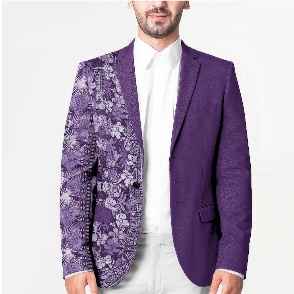 Hawaiian Tribal Elements Hibiscus Blazer Purple Pattern - Polynesian Pride