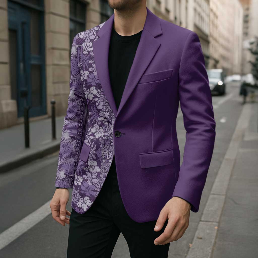Hawaiian Tribal Elements Hibiscus Blazer Purple Pattern - Polynesian Pride