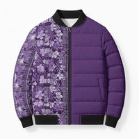 Hawaiian Tribal Elements Hibiscus Bomber Puffer Jacket Purple Pattern - Polynesian Pride