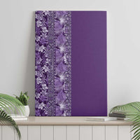 Hawaiian Tribal Elements Hibiscus Canvas Wall Art Purple Pattern - Polynesian Pride