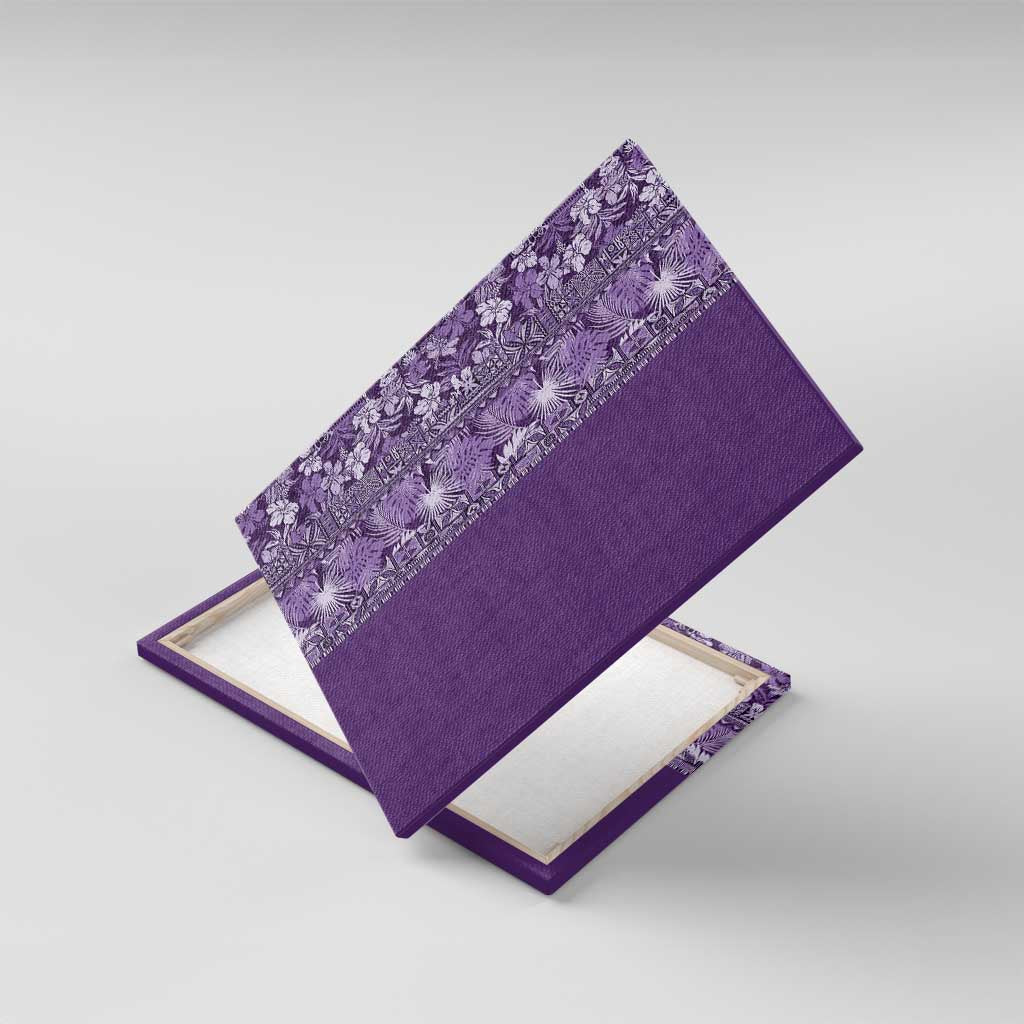 Hawaiian Tribal Elements Hibiscus Canvas Wall Art Purple Pattern - Polynesian Pride
