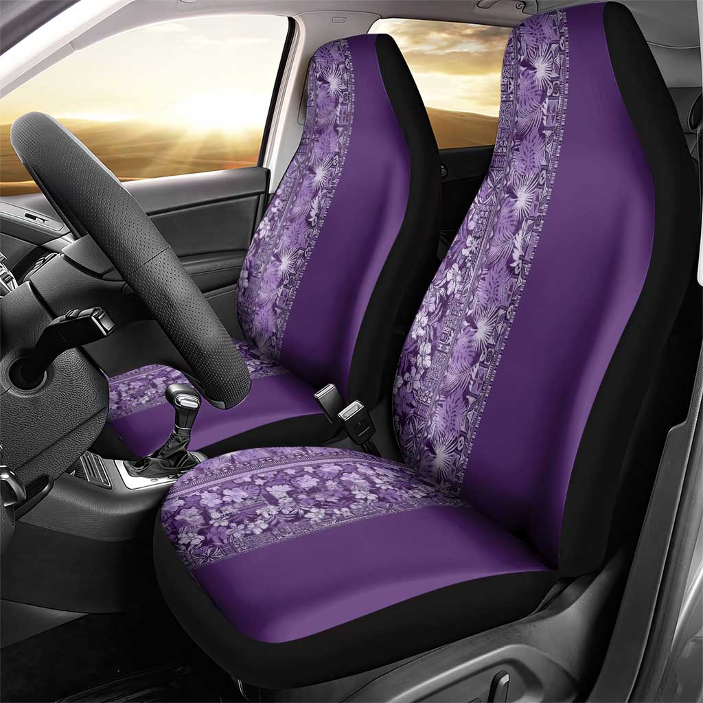 Hawaiian Tribal Elements Hibiscus Car Seat Cover Purple Pattern - Polynesian Pride