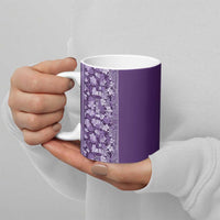 Hawaiian Tribal Elements Hibiscus Ceramic Mug Purple Pattern - Polynesian Pride