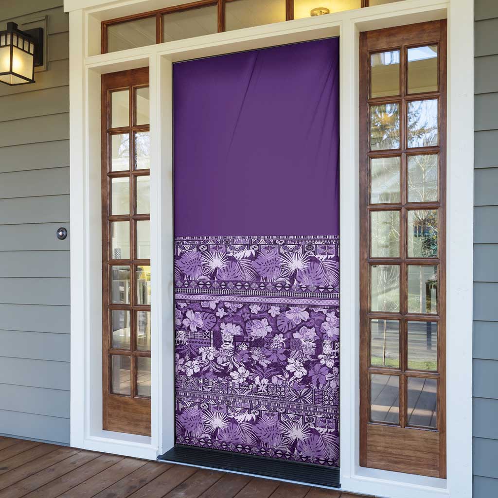 Hawaiian Tribal Elements Hibiscus Door Cover Purple Pattern - Polynesian Pride