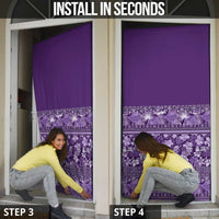 Hawaiian Tribal Elements Hibiscus Door Cover Purple Pattern - Polynesian Pride