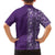 Hawaiian Tribal Elements Hibiscus Family Matching Off Shoulder Short Dress and Hawaiian Shirt Purple Pattern - Polynesian Pride