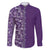 Hawaiian Tribal Elements Hibiscus Family Matching Off Shoulder Short Dress and Hawaiian Shirt Purple Pattern - Polynesian Pride