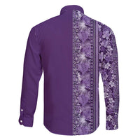 Hawaiian Tribal Elements Hibiscus Family Matching Puletasi and Hawaiian Shirt Purple Pattern - Polynesian Pride