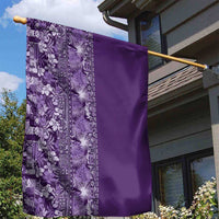 Hawaiian Tribal Elements Hibiscus Garden Flag Purple Pattern - Polynesian Pride