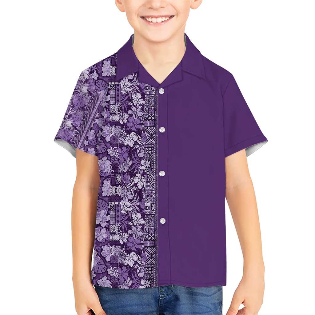 Hawaiian Tribal Elements Hibiscus Hawaiian Shirt Purple Pattern - Polynesian Pride