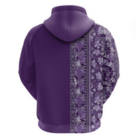 Hawaiian Tribal Elements Hibiscus Hoodie Purple Pattern - Polynesian Pride