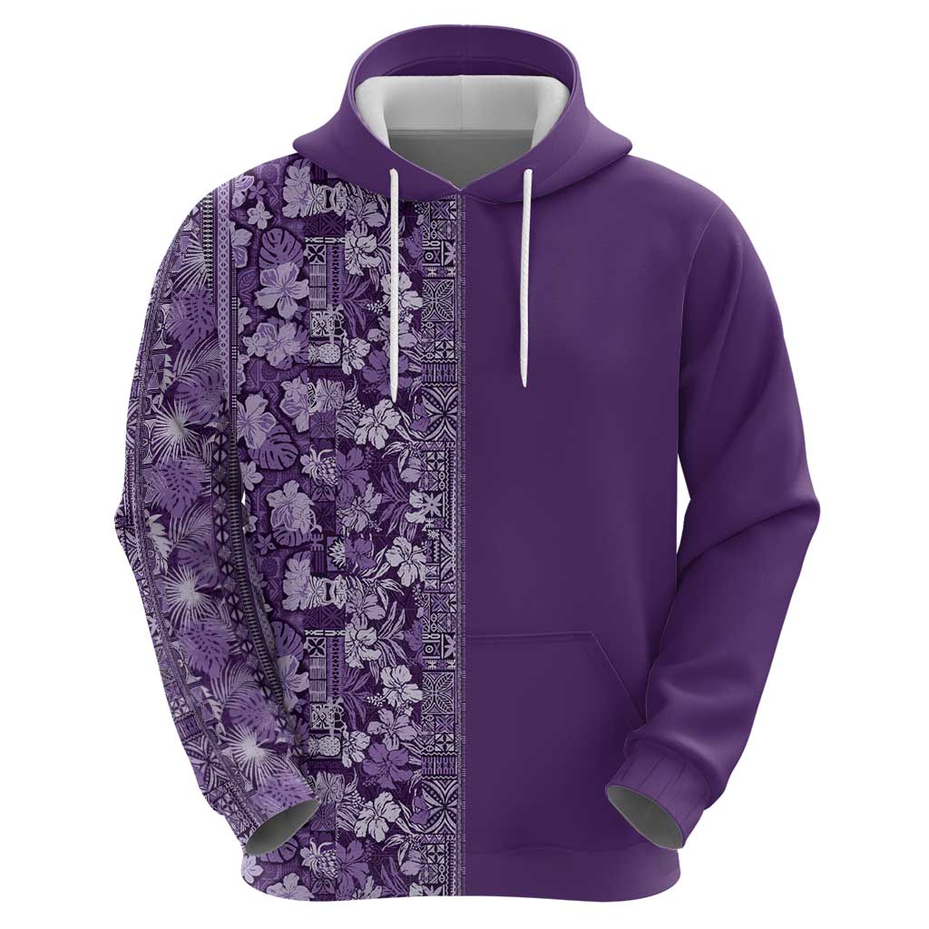 Hawaiian Tribal Elements Hibiscus Hoodie Purple Pattern - Polynesian Pride