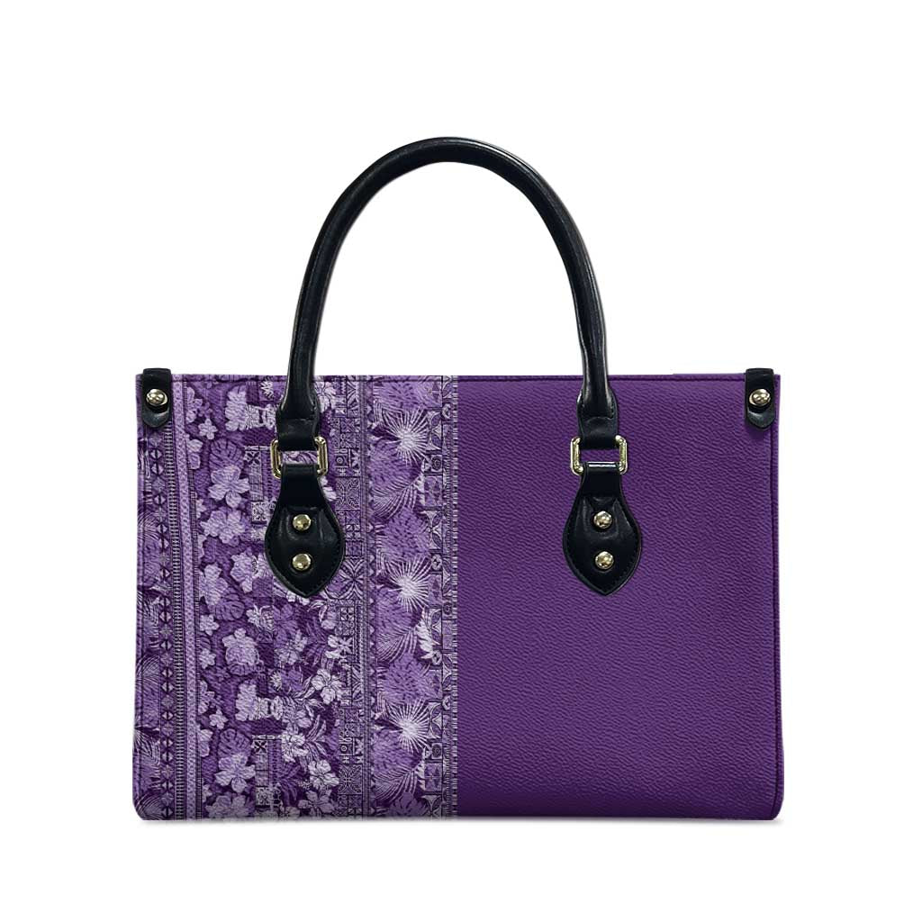 Hawaiian Tribal Elements Hibiscus Leather Bag Purple Pattern - Polynesian Pride