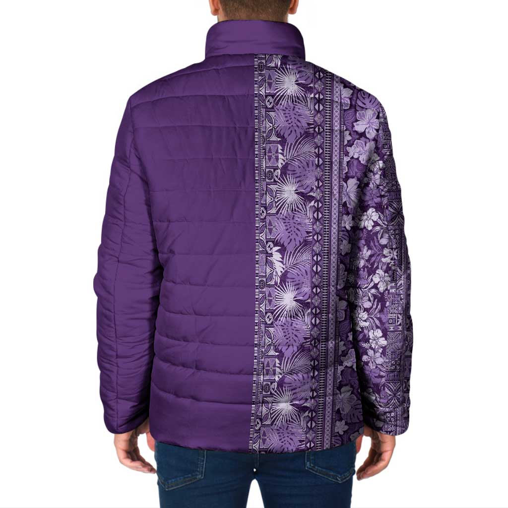 Hawaiian Tribal Elements Hibiscus Padded Jacket Purple Pattern - Polynesian Pride