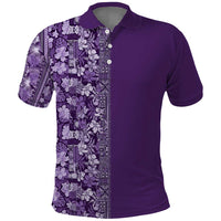 Hawaiian Tribal Elements Hibiscus Polo Shirt Purple Pattern - Polynesian Pride
