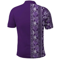 Hawaiian Tribal Elements Hibiscus Polo Shirt Purple Pattern - Polynesian Pride