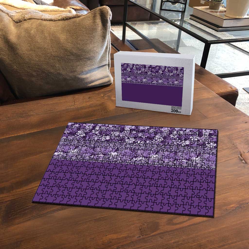 Hawaiian Tribal Elements Hibiscus Puzzle Purple Pattern - Polynesian Pride