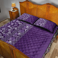Hawaiian Tribal Elements Hibiscus Quilt Bed Set Purple Pattern - Polynesian Pride