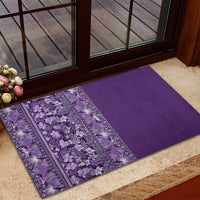 Hawaiian Tribal Elements Hibiscus Rubber Doormat Purple Pattern - Polynesian Pride
