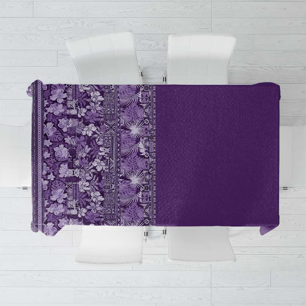 Hawaiian Tribal Elements Hibiscus Tablecloth Purple Pattern - Polynesian Pride